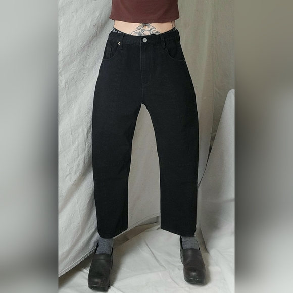 ROUCHA Daphnis Denim Baggy Barrel Jeans Black Size AA 4/6 - Picture 1 of 7